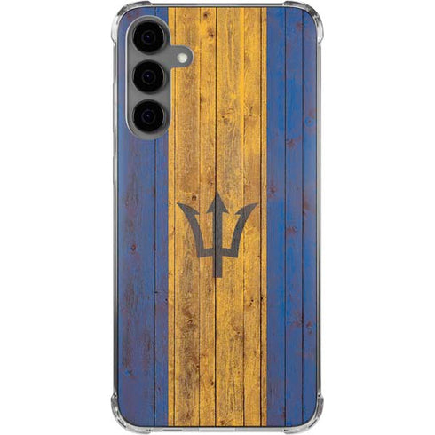 Barbados Flag Dark Wood Galaxy S24 Plus Clear Case